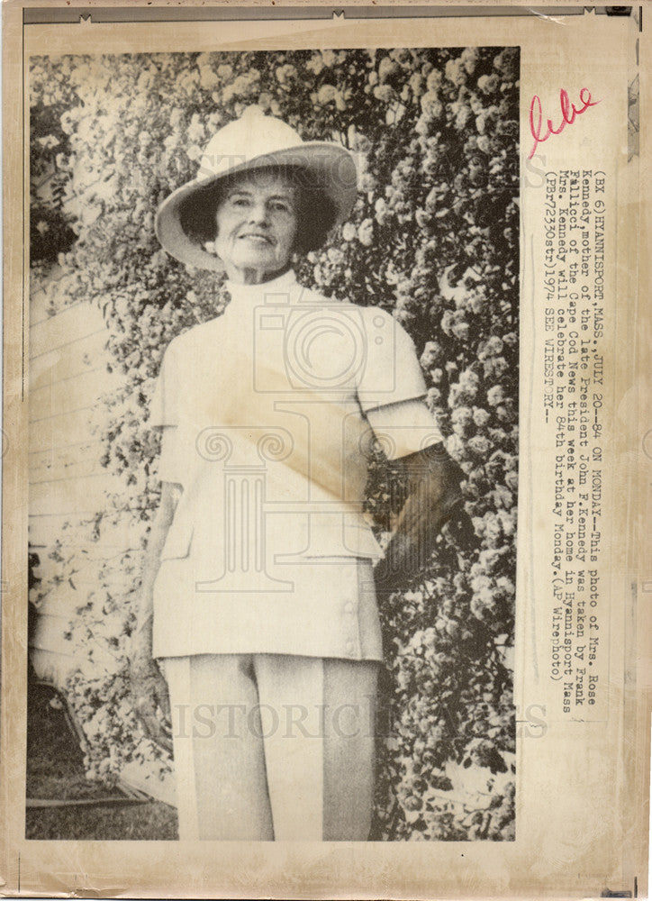 1974 Press Photo Rose Elizabeth Kennedy President USA - Historic Images