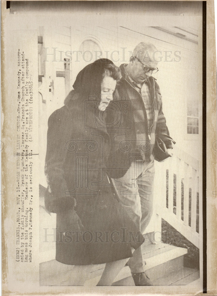 Press Photo Rose Kennedy Frank Saunders church - Historic Images