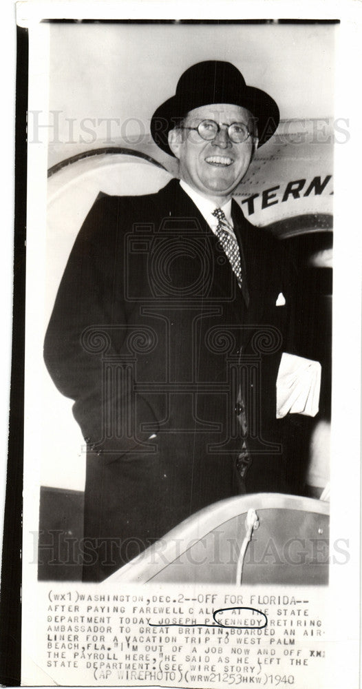 1940 Press Photo Joseph P.kennedy American businessman - Historic Images