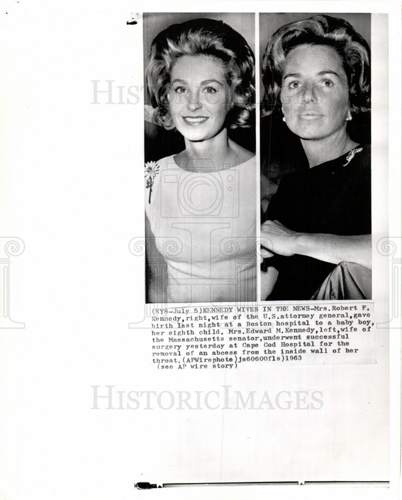 1963 Press Photo Ethel Kennedy Childbirth Joan Surgery - Historic Images