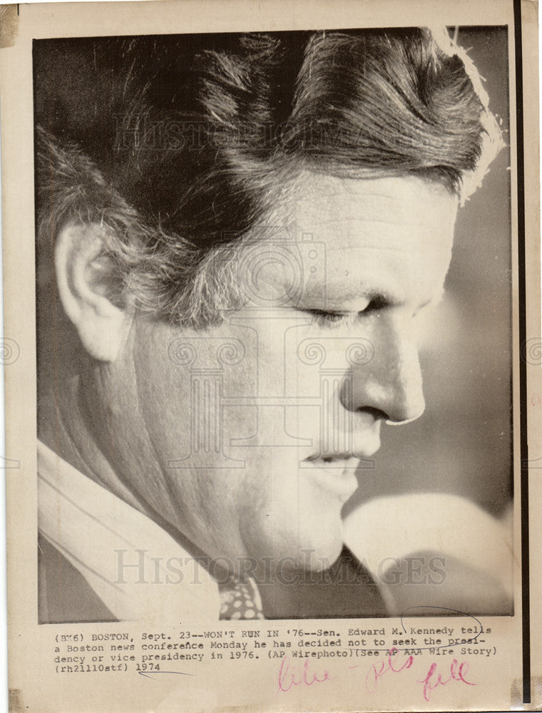 1974 Press Photo Senator Edward M Kennedy - Historic Images