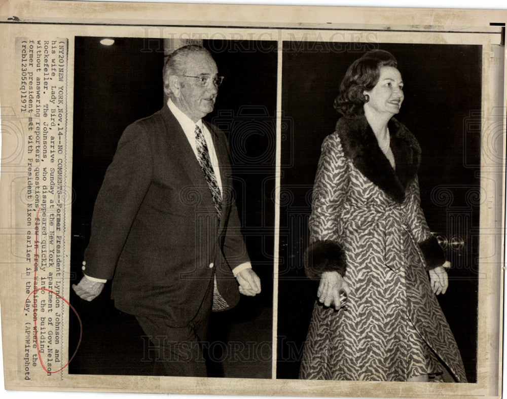 1971 Press Photo Lynon Johnson Lady Bird New York - Historic Images