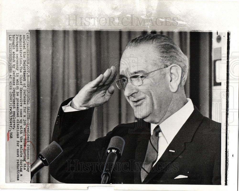 1968 Press Photo Lyndon B. Johnson U.S. President - Historic Images