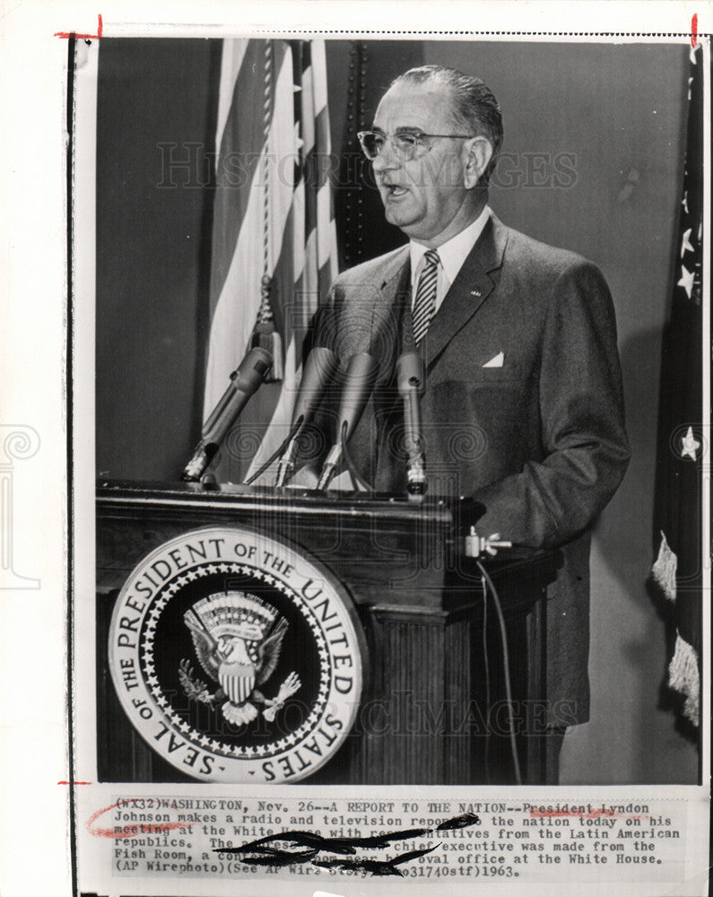 1963 Press Photo Lyndon Johnson president - Historic Images