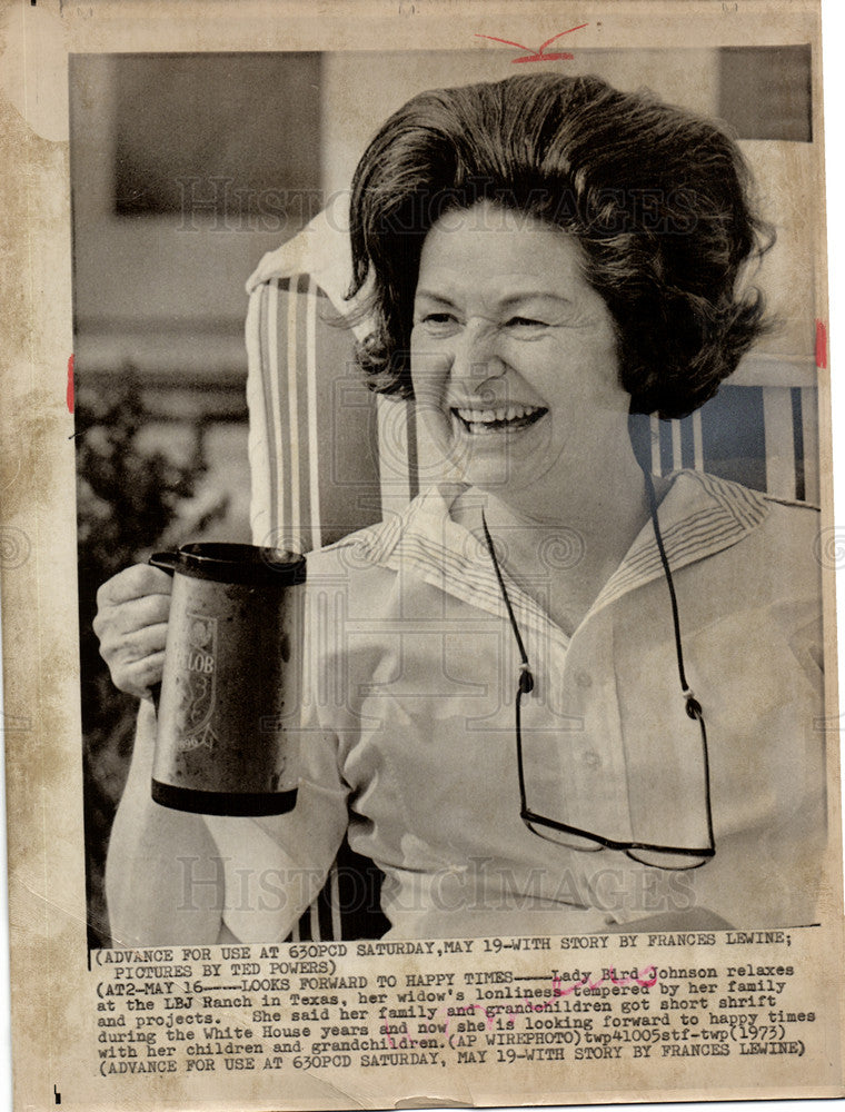 1973 Press Photo Lady Bird Johnson - Historic Images