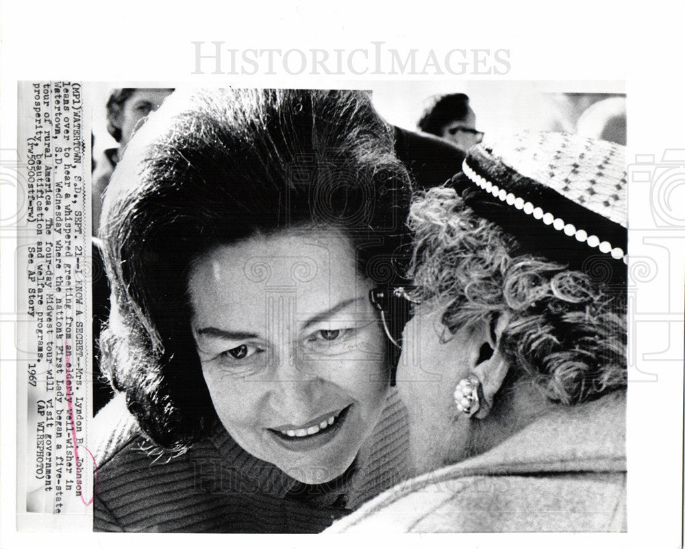 1967 Press Photo Mrs. Lyndon B. Johnson First Lady - Historic Images