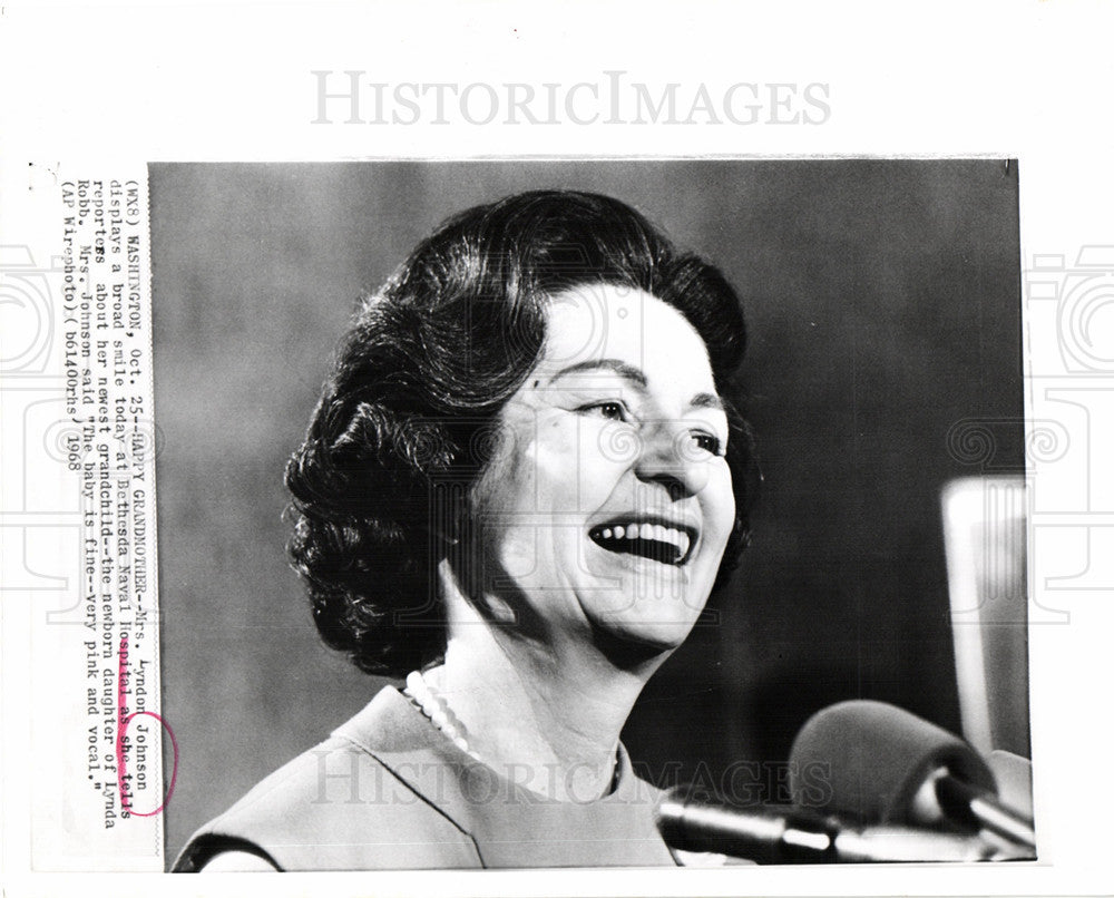 1968 Press Photo Lady Bird Johnson US First Lady - Historic Images