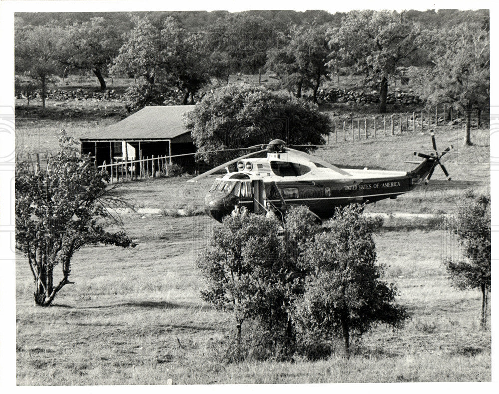 Press Photo Helicopter Ranch President Texas - Historic Images