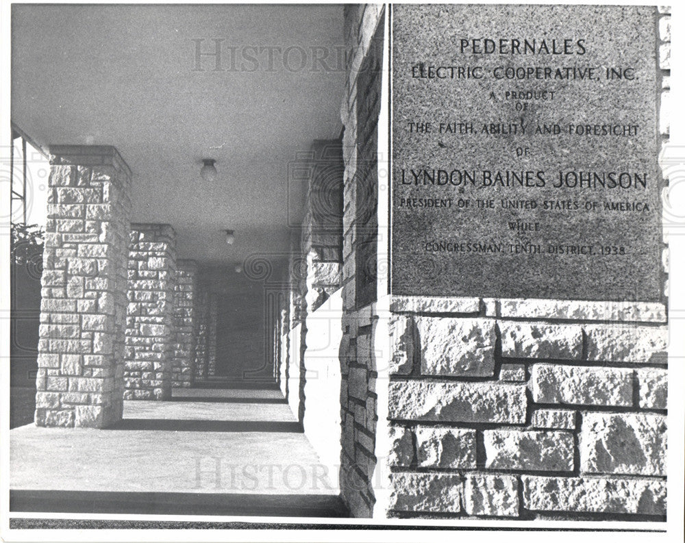 Press Photo cornerstone Pedernales Electric Texas - Historic Images