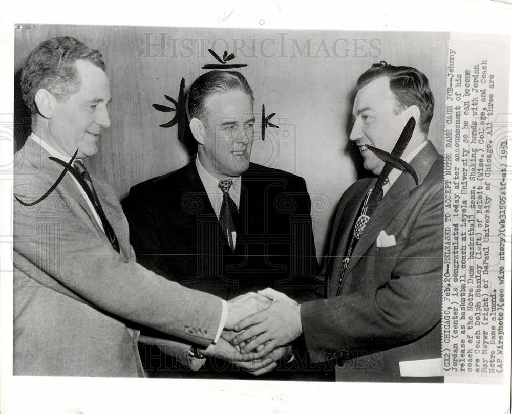 1951 Press Photo Johnny Jordan Notre Dame Basketball - Historic Images