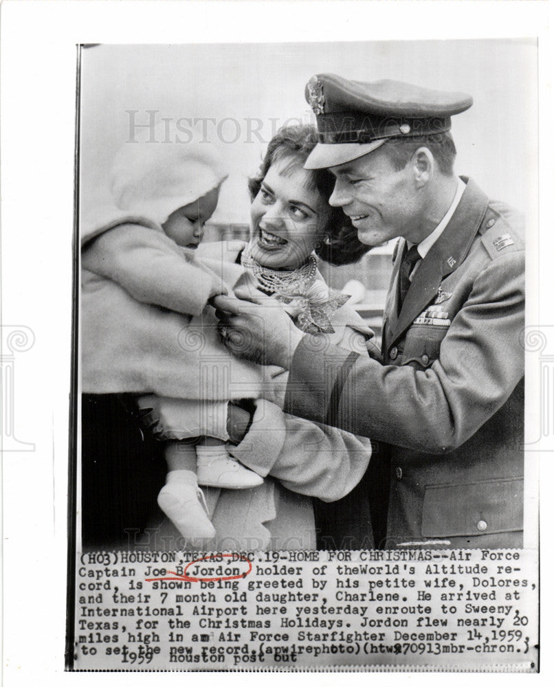 1959 Press Photo Air Force Captain Joe Jordon Family - Historic Images