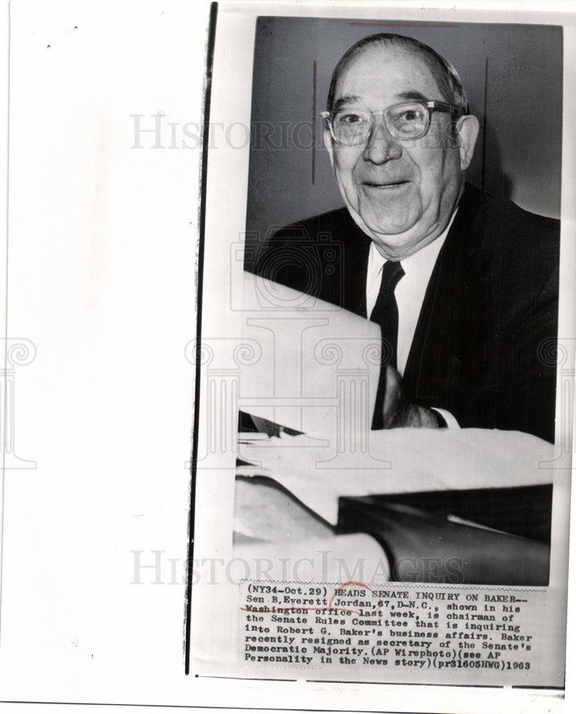 1972 Press Photo Benjamin Everett Jordan North Carolina - Historic Images