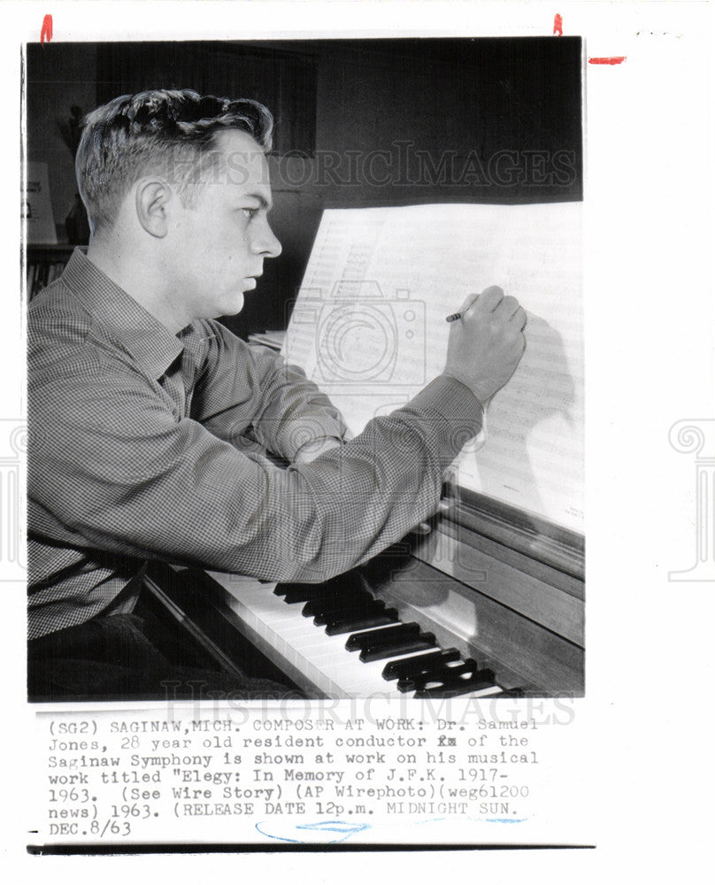 1963 Press Photo Samuel Jones conductor Elegy J.F.K. - Historic Images