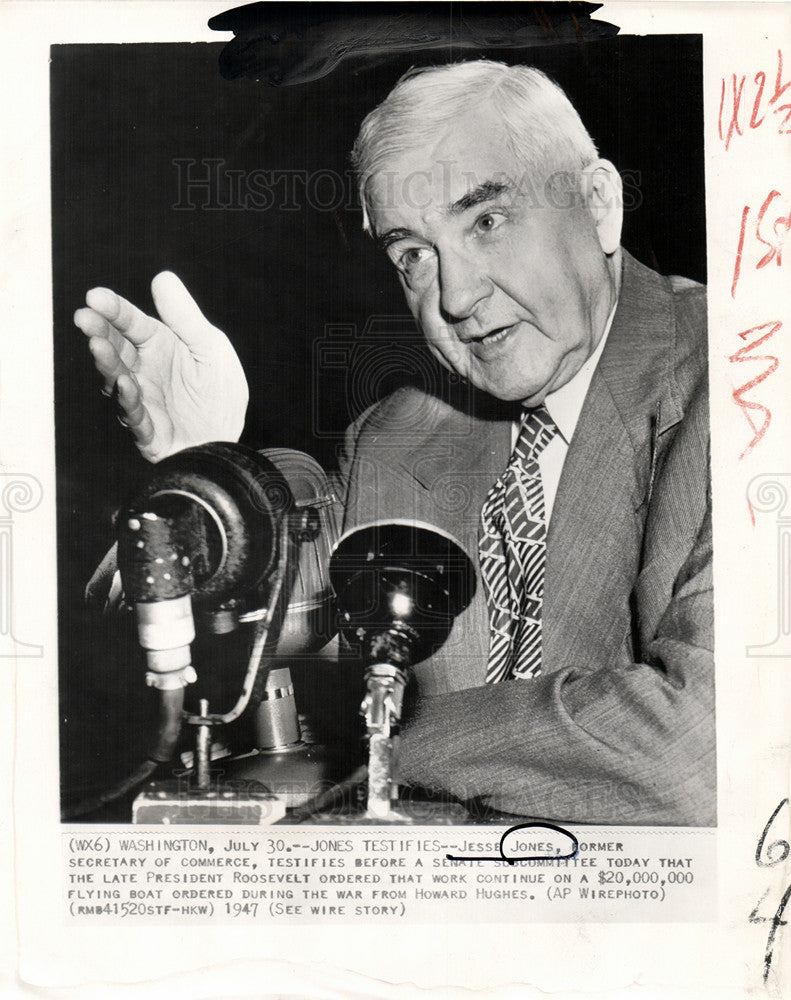 1947 Press Photo Jesse Jones Commerce Washington - Historic Images