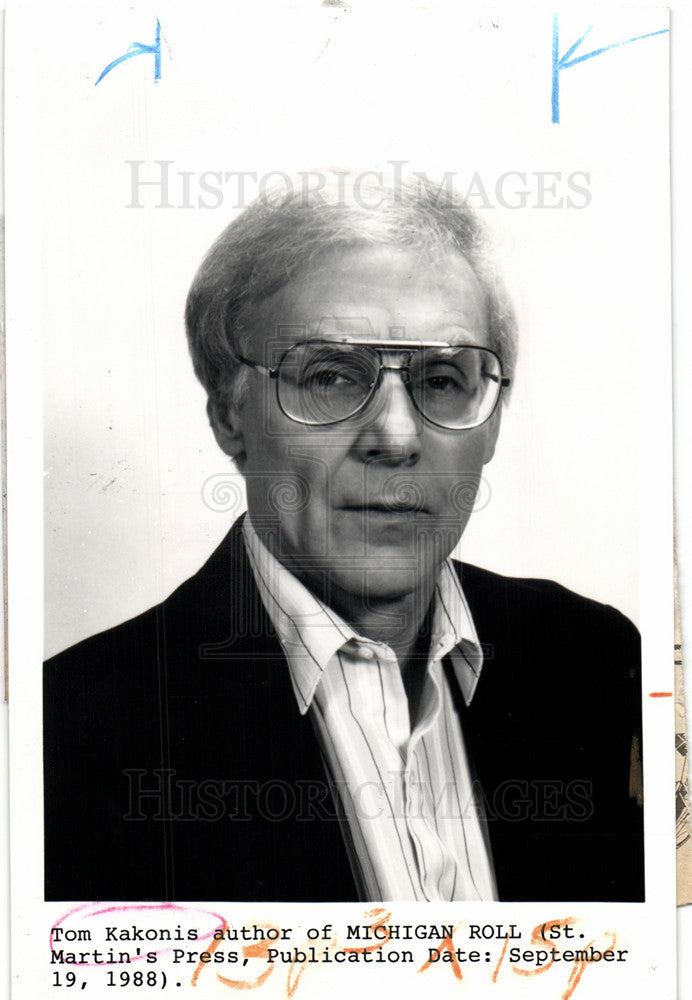 1992 Press Photo Tom Kakonis Michigan Roll author - Historic Images