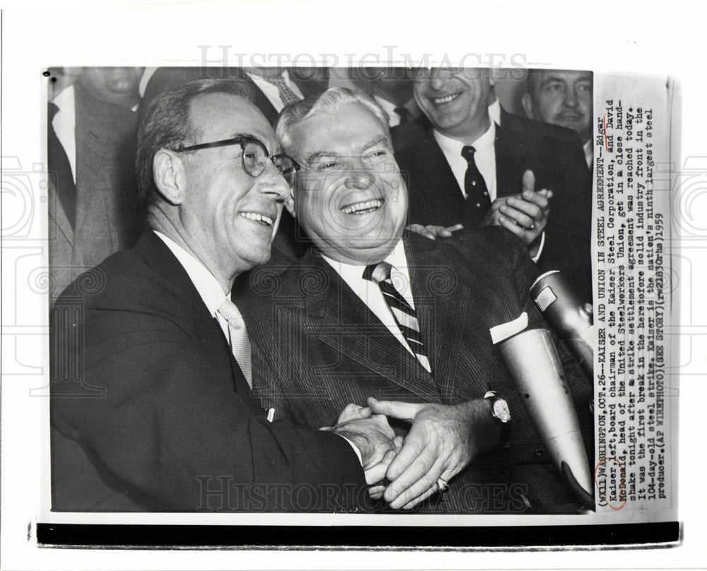 1959 Press Photo Edgar Kaise steelworkers strike union - Historic Images