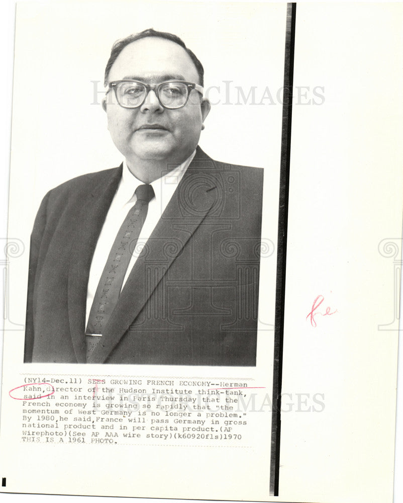 1970 Press Photo Herman Kahn futurist  systems theorist - Historic Images