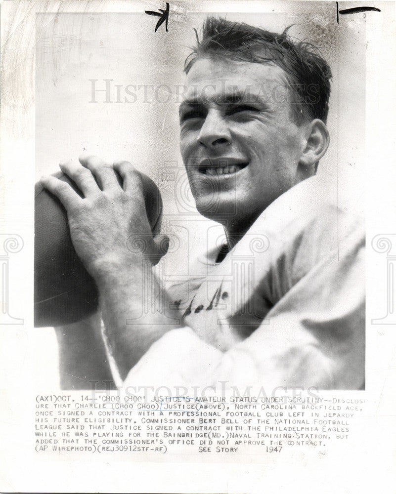 1949 Press Photo Charles Justice Washington Redskins - Historic Images