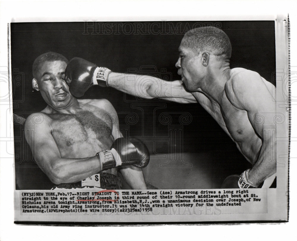 1958 Press Photo GENE ARMSTRONG BOXING JOSEPH - Historic Images