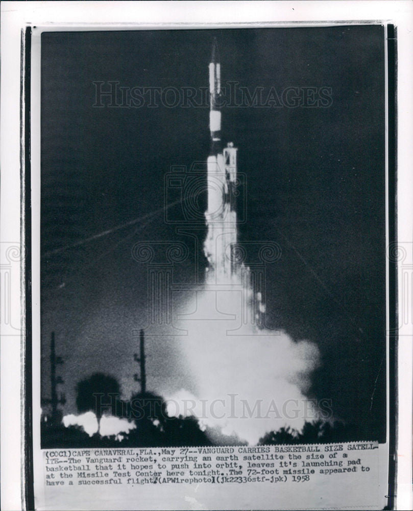 1958 Press Photo Vanguard Cape Canaveral satellite - Historic Images