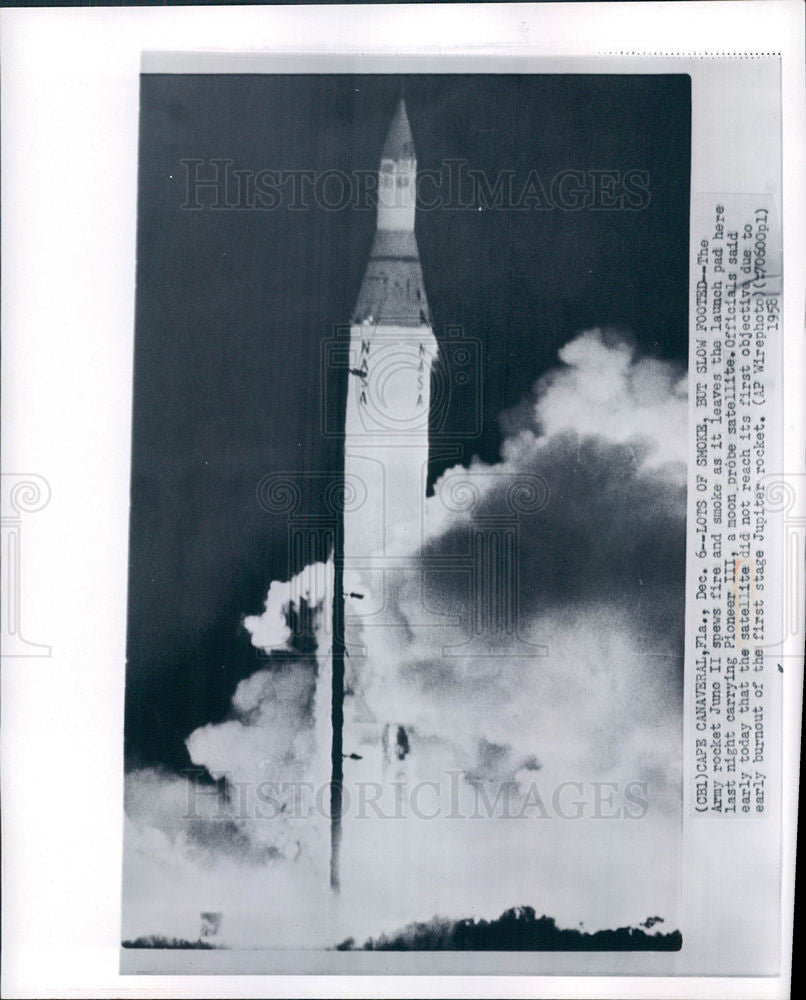 1959 Press Photo June Pioneer satellite launch pad moon - Historic Images