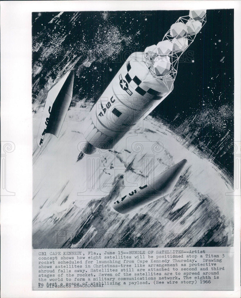 1966 Press Photo cape kennedy titan 3 launch satellite - Historic Images