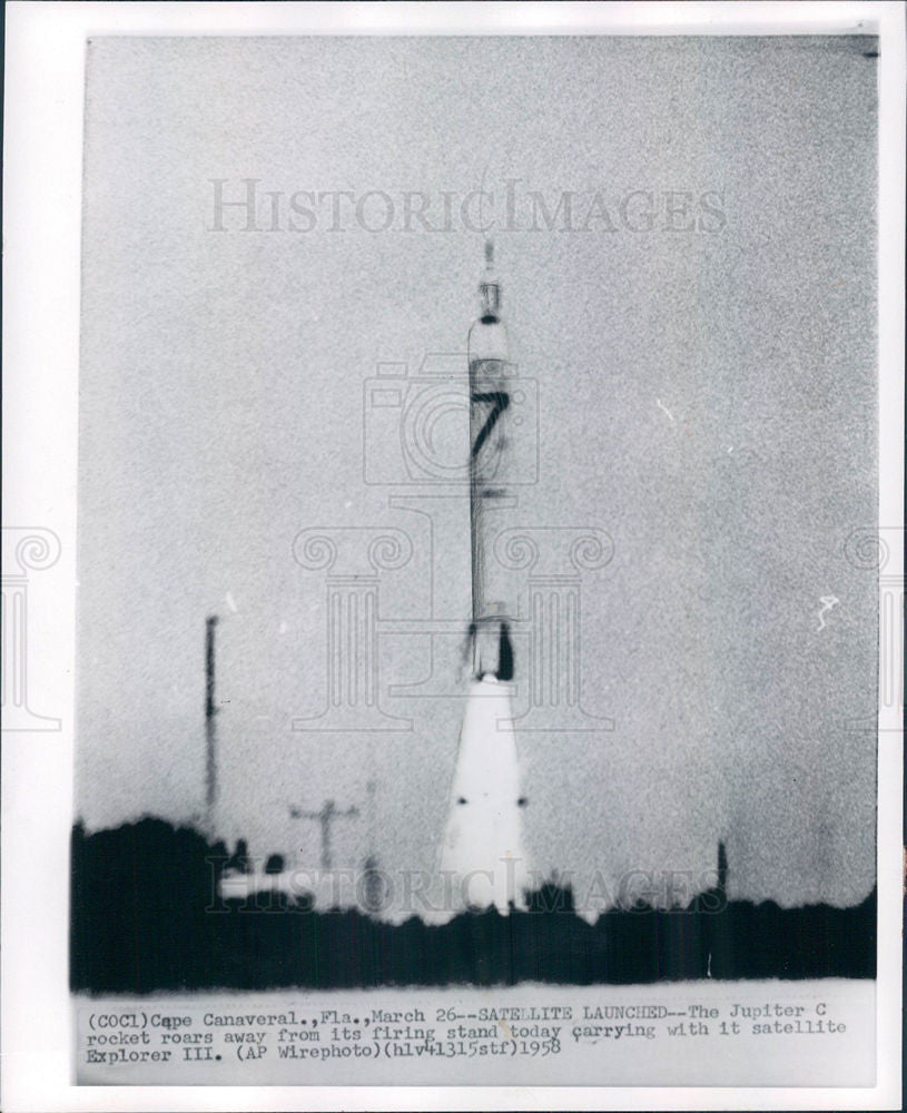 1958 Press Photo Satellite Launch JupiterC ExplorerIII - Historic Images