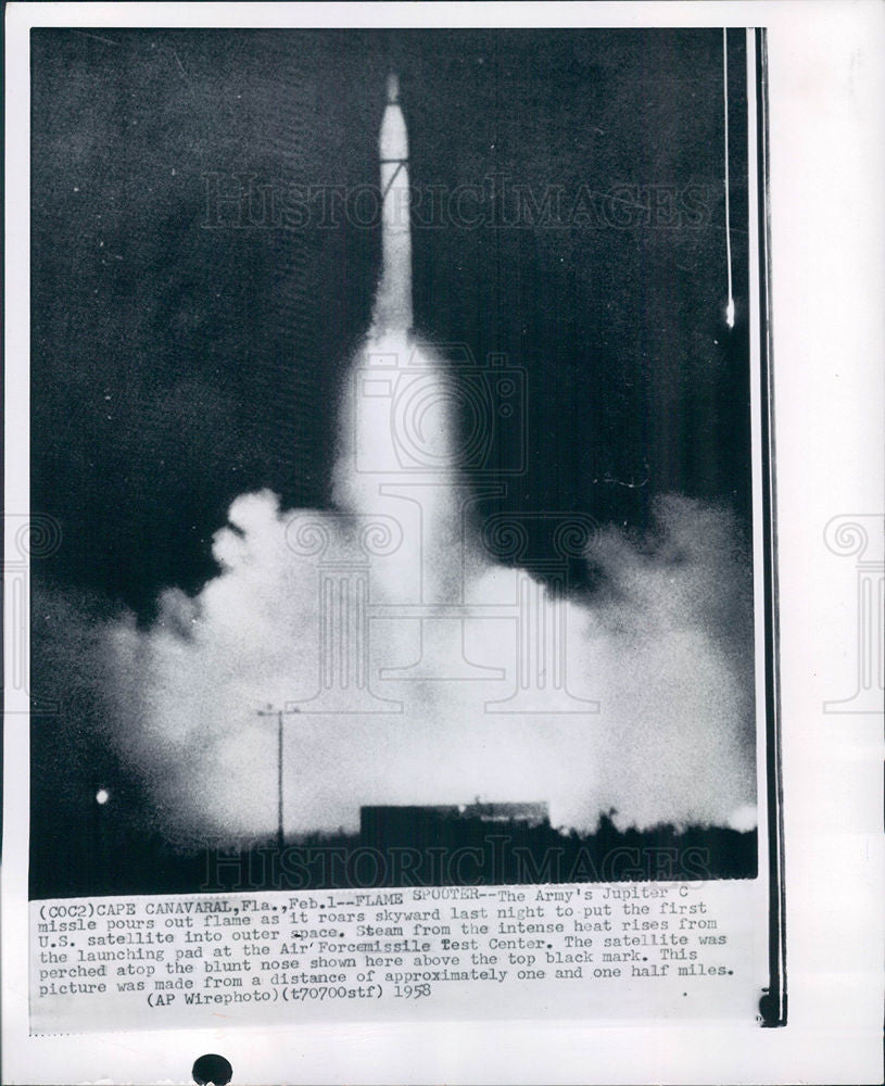 1959 Press Photo Army's Jupiter C Missle Satellite Cape - Historic Images