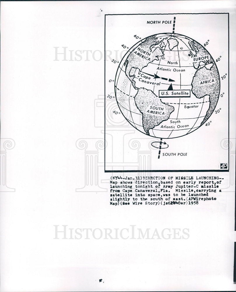 1958 Press Photo Army Jupiter-C missile launch Florida - Historic Images