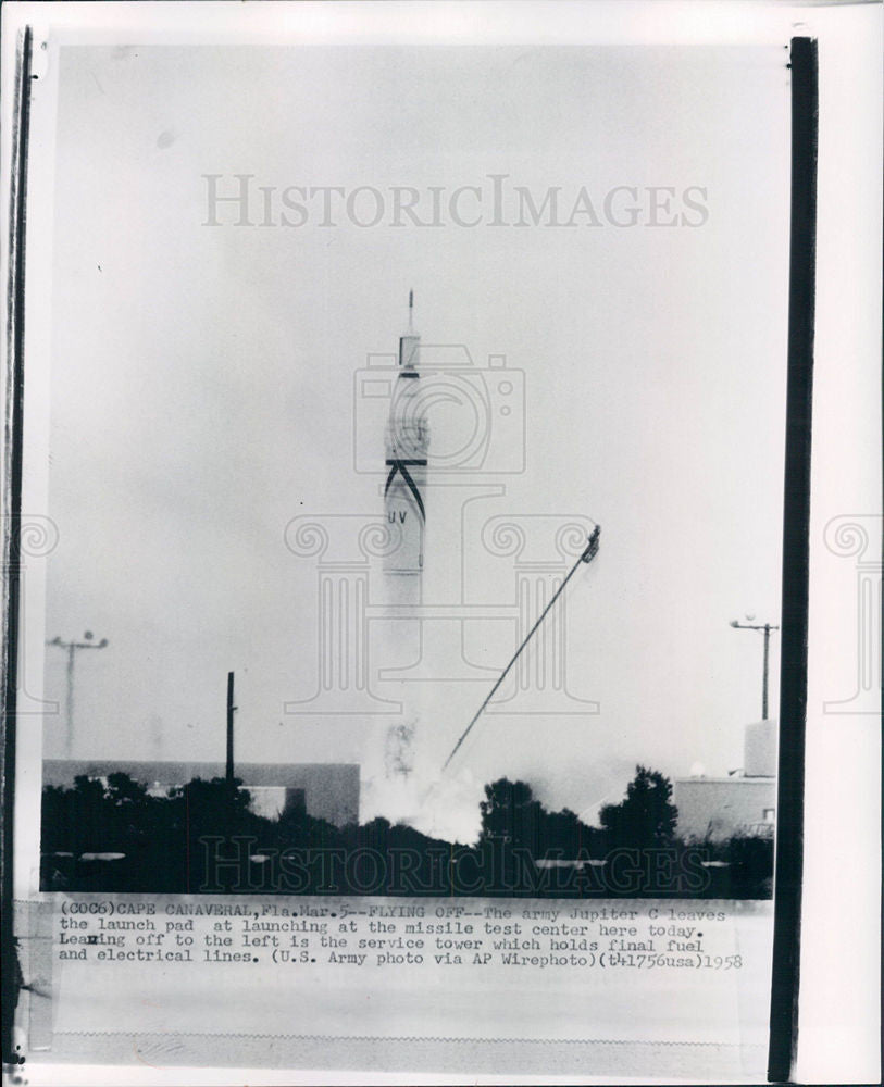 1958 Press Photo Jupiter C rocket spaceflight IRBM - Historic Images