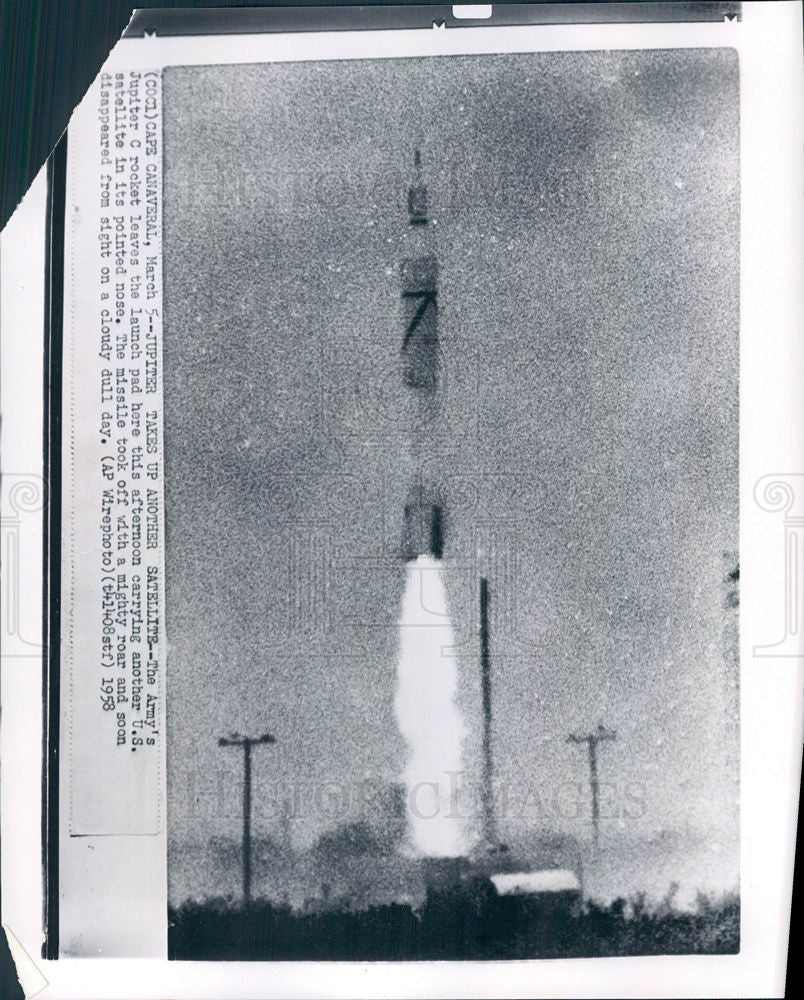 1958 Press Photo Satelite, jupiter, Missile - Historic Images