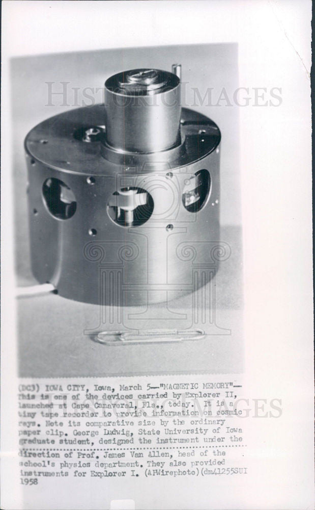 1958 Press Photo MAGNETIC MEMORY Explorer II - Historic Images