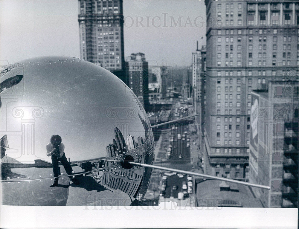 1958 Press Photo Metal Orb On Rooftop - Historic Images