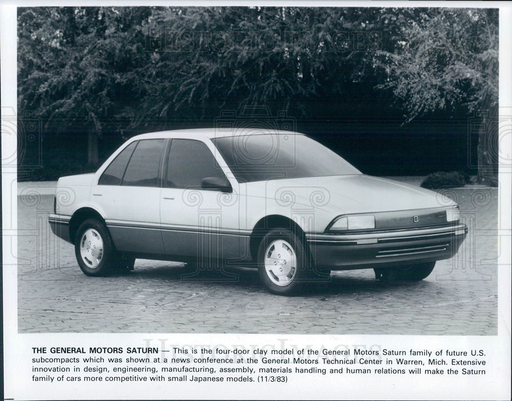 1983 Press Photo Saturn General Motors sedan model cars - Historic Images