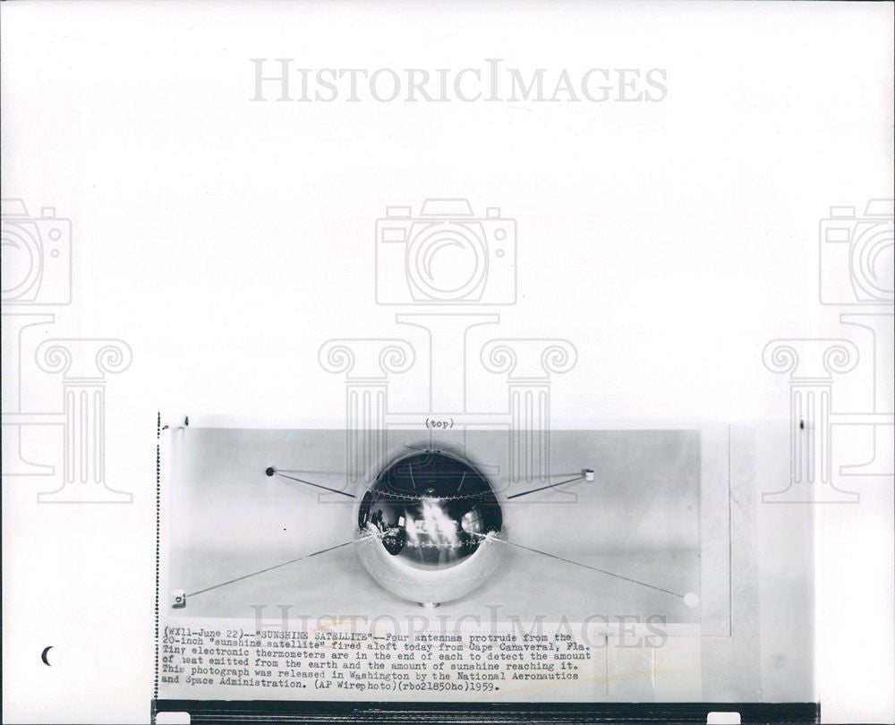 1959 Press Photo Sunshine Satellite Thermometer Tiny - Historic Images