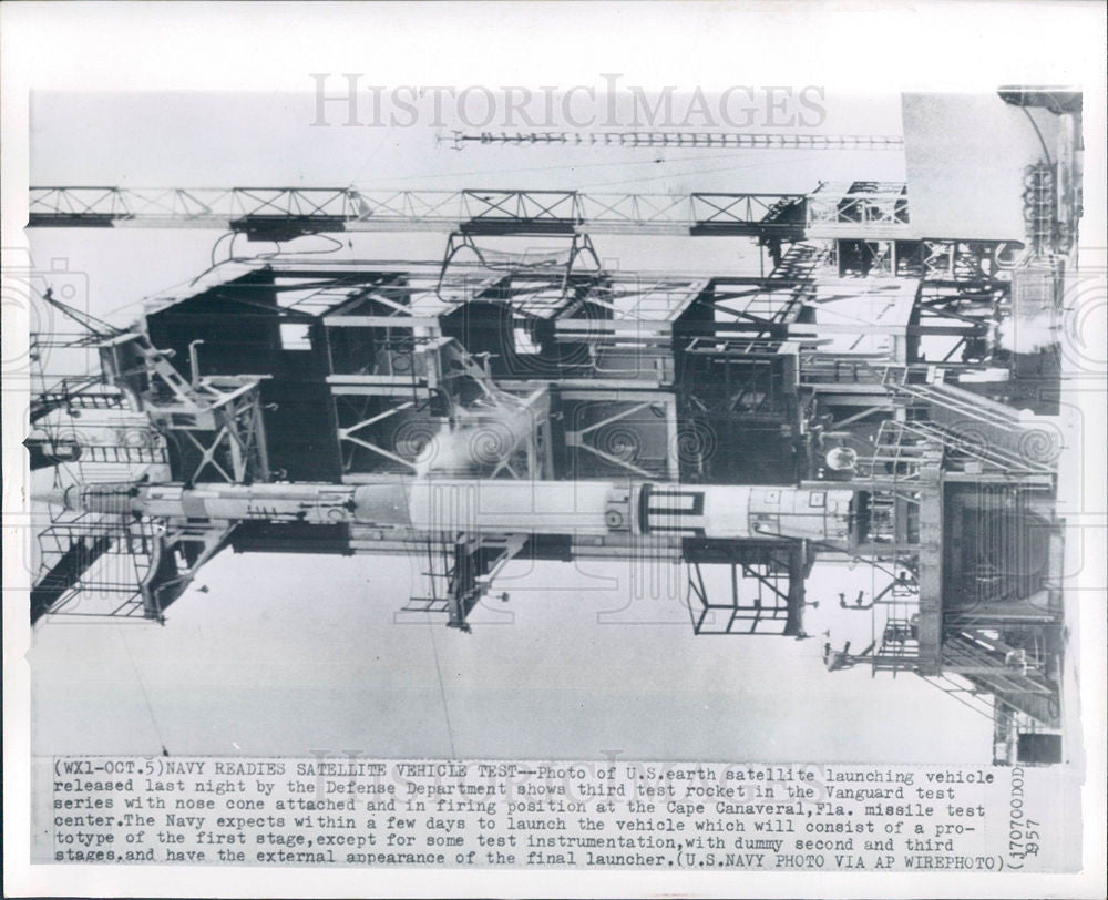 Press Photo Satellite Vehicle Test Navy Readies - Historic Images