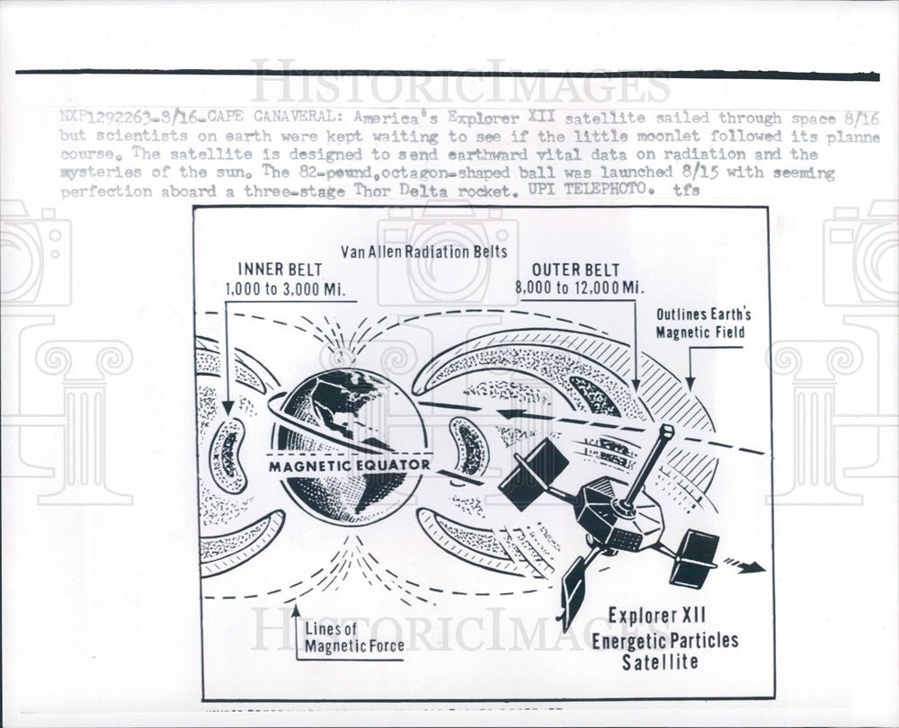 1961 Press Photo Explorer XII Satellite - Historic Images