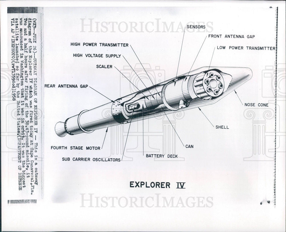 1958 Press Photo Satellite Explorer IV - Historic Images