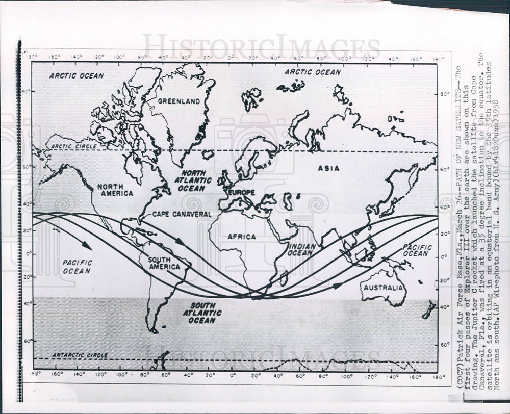1958 Press Photo Explorer 3 Path satellite - Historic Images