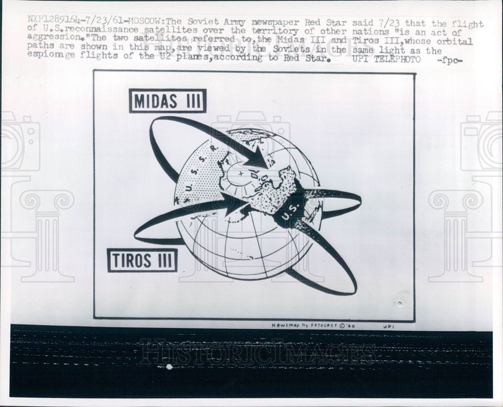 1961 Press Photo Satellite Tirus III Midas III - Historic Images