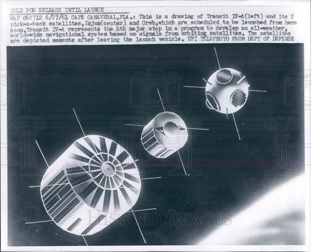 1961 Press Photo Transit Injun Greb Weather Satellite - Historic Images