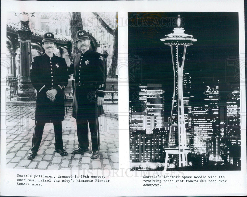 1986 Press Photo Seattle Policemen Landmark Space Needl - Historic Images