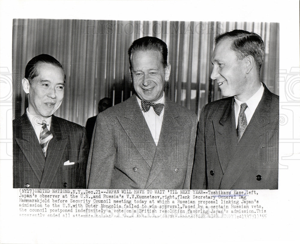 1955 Press Photo Toshikazu Kase Kuznetsov Dag Council - Historic Images