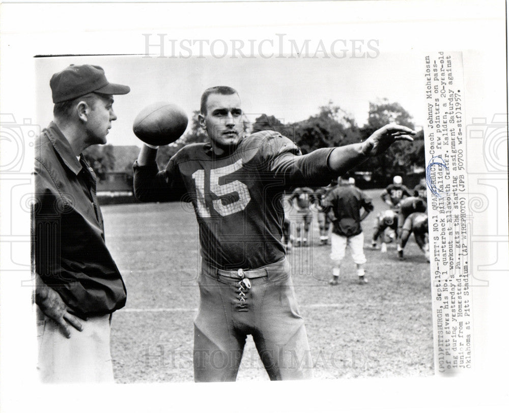 1957 Press Photo Coach Johnny Michelosen Bill Kaliden - Historic Images
