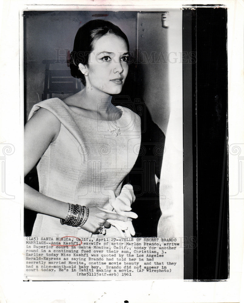 1961 Press Photo Anna Kashfi Court Marlon Brando Son - Historic Images