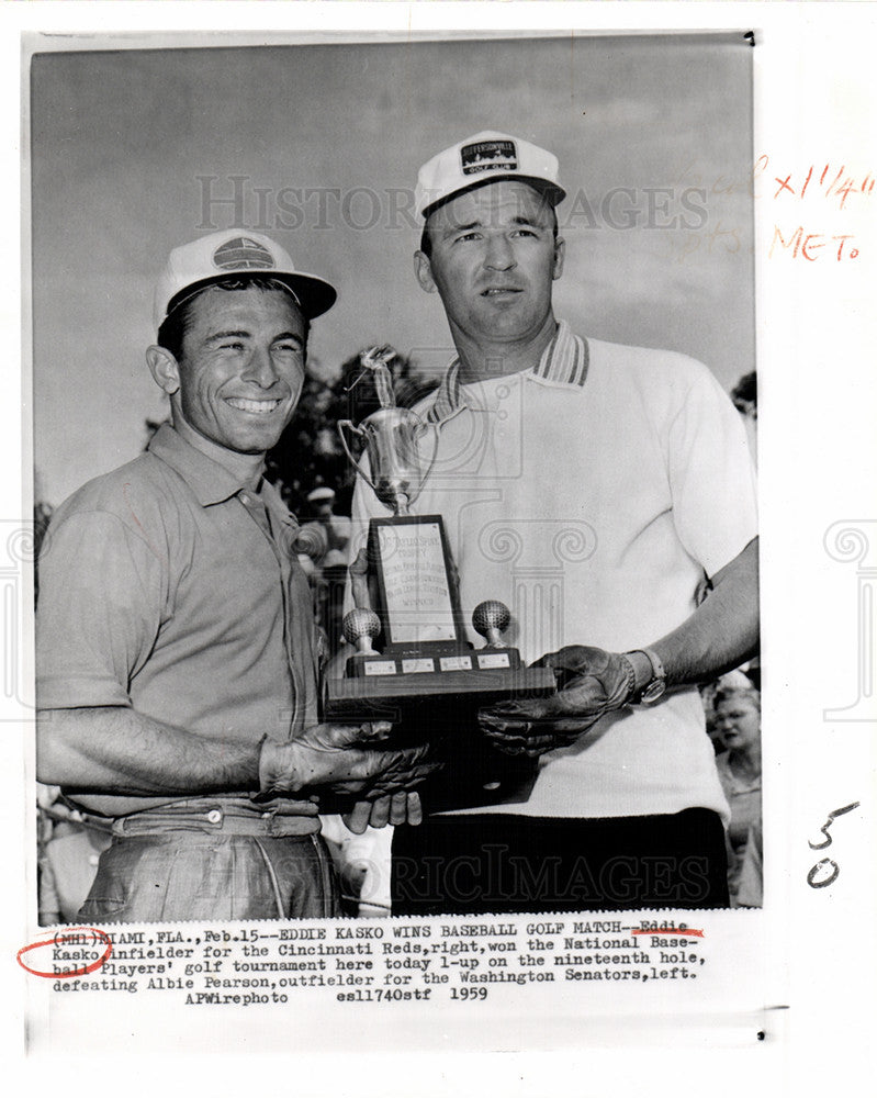 1959 Press Photo Eddie Kasko Baseball Players Golfer - Historic Images