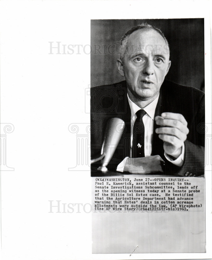 1962 Press Photo Paul E Kamerick assistant counsel - Historic Images