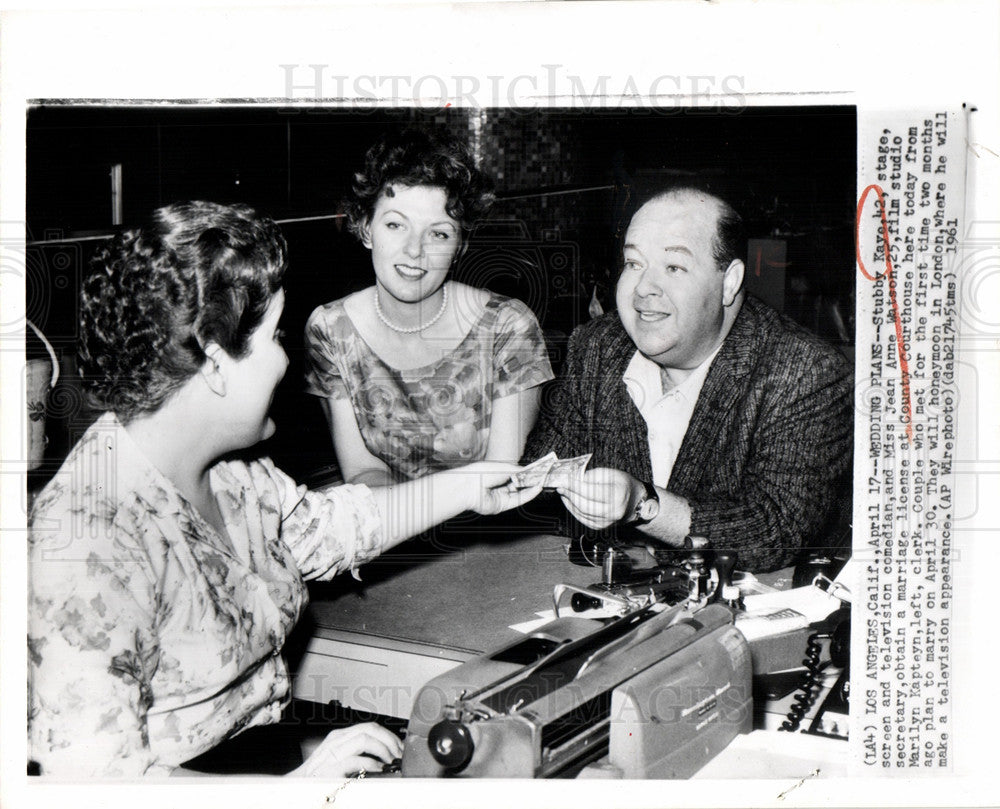 1961 Press Photo Stubby Kaye Stage TV Comedian - Historic Images