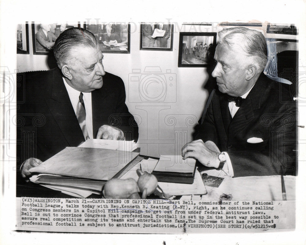 1957 Press Photo Bert Bell Kenneth B Keating - Historic Images