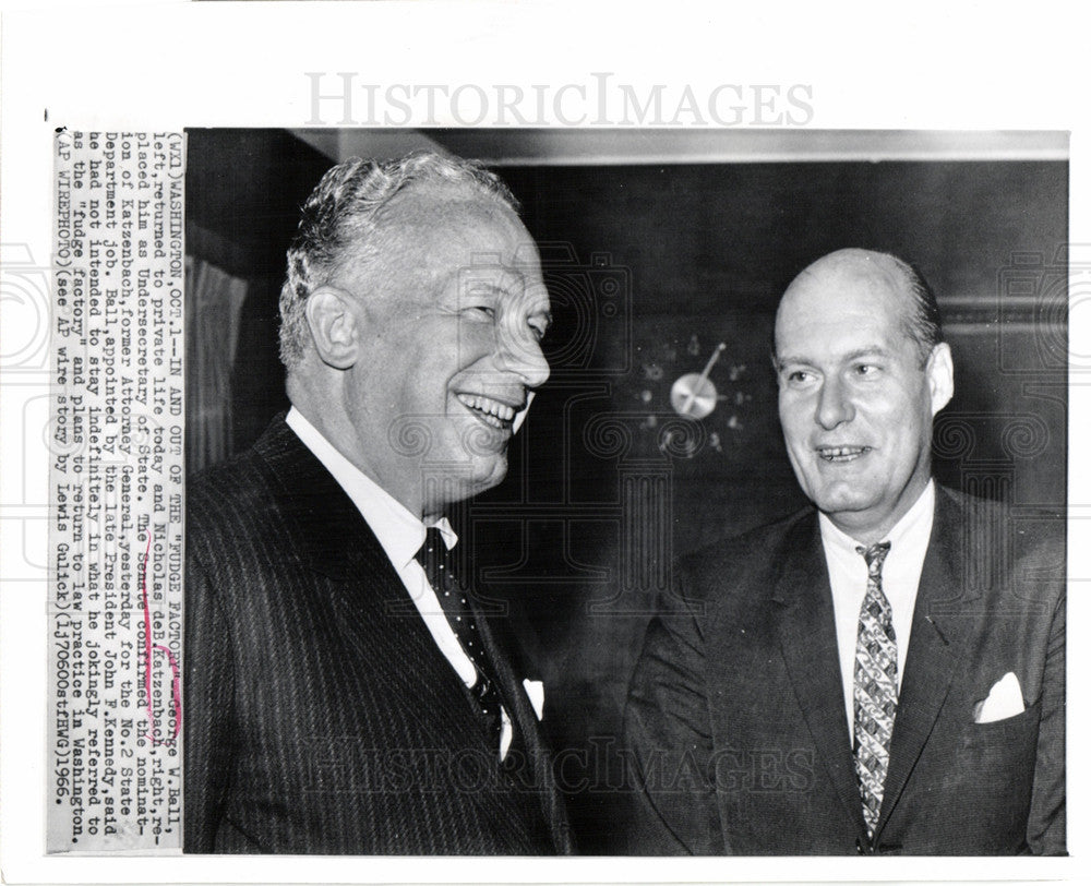 1966 Press Photo George W Ball Nicholas Katzenbach - Historic Images